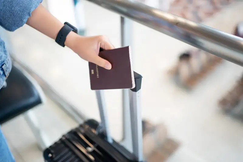 A passport and boarding pass at the airport