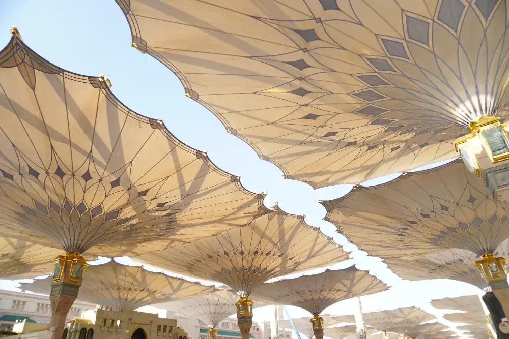 The shade umbrellas in the courtyard of Al-Masjid an-Nabawi, Madinah