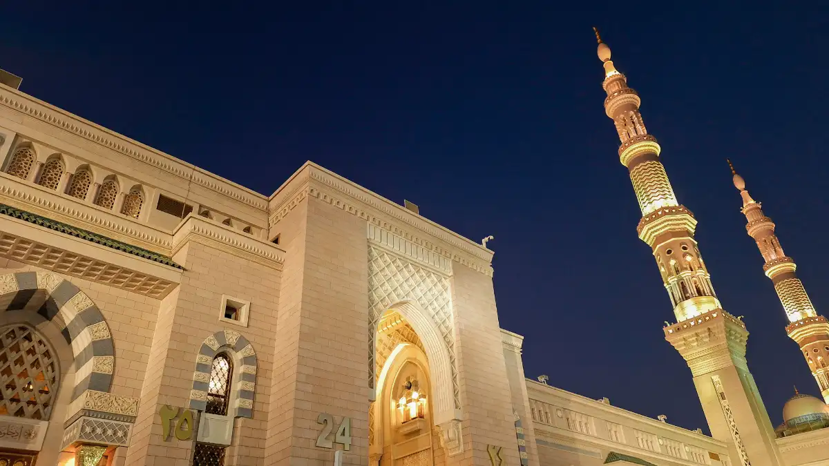 The exterior of Al-Masjid an-Nabawi in Madinah